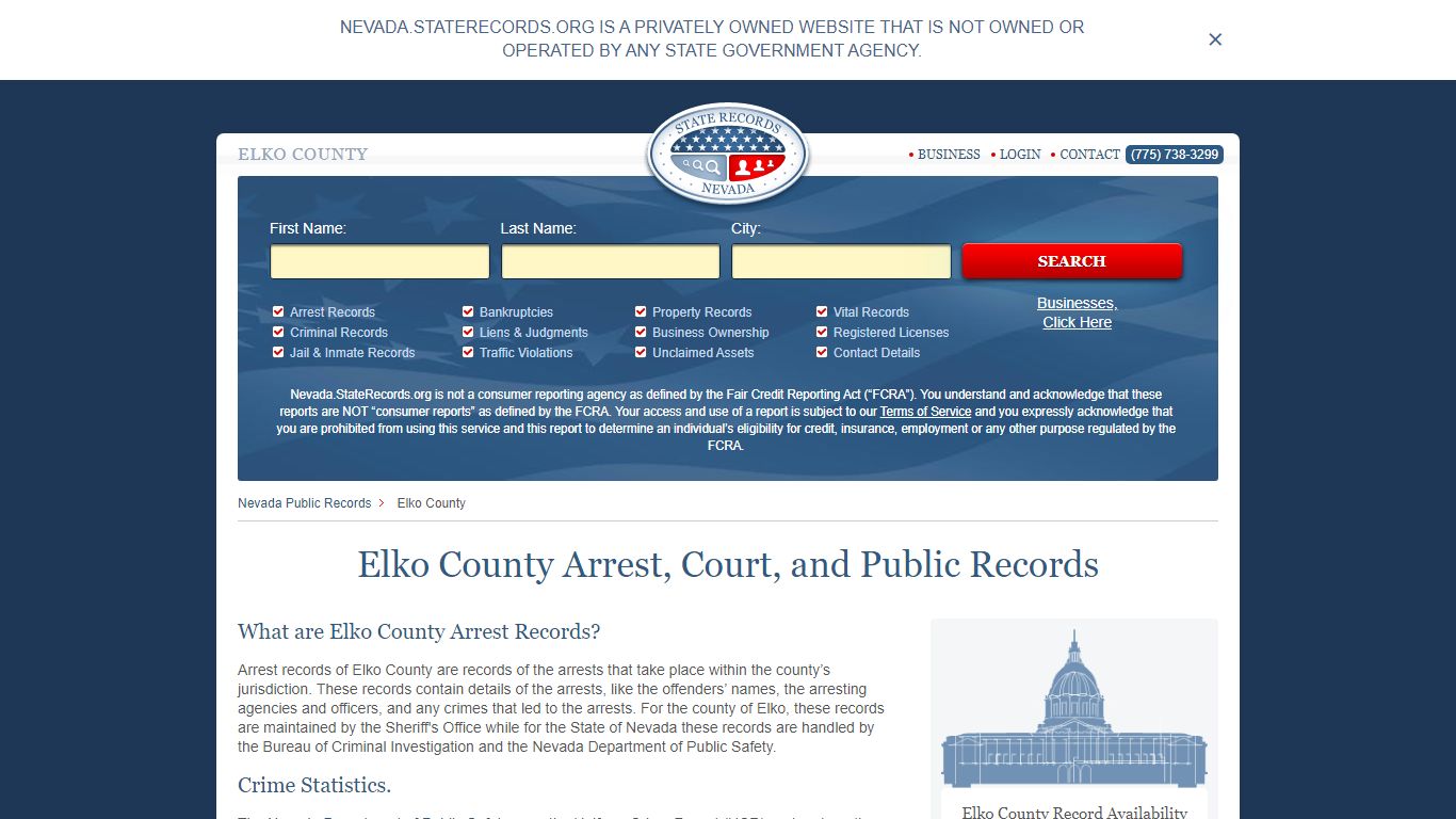 Elko County Arrest, Court, and Public Records