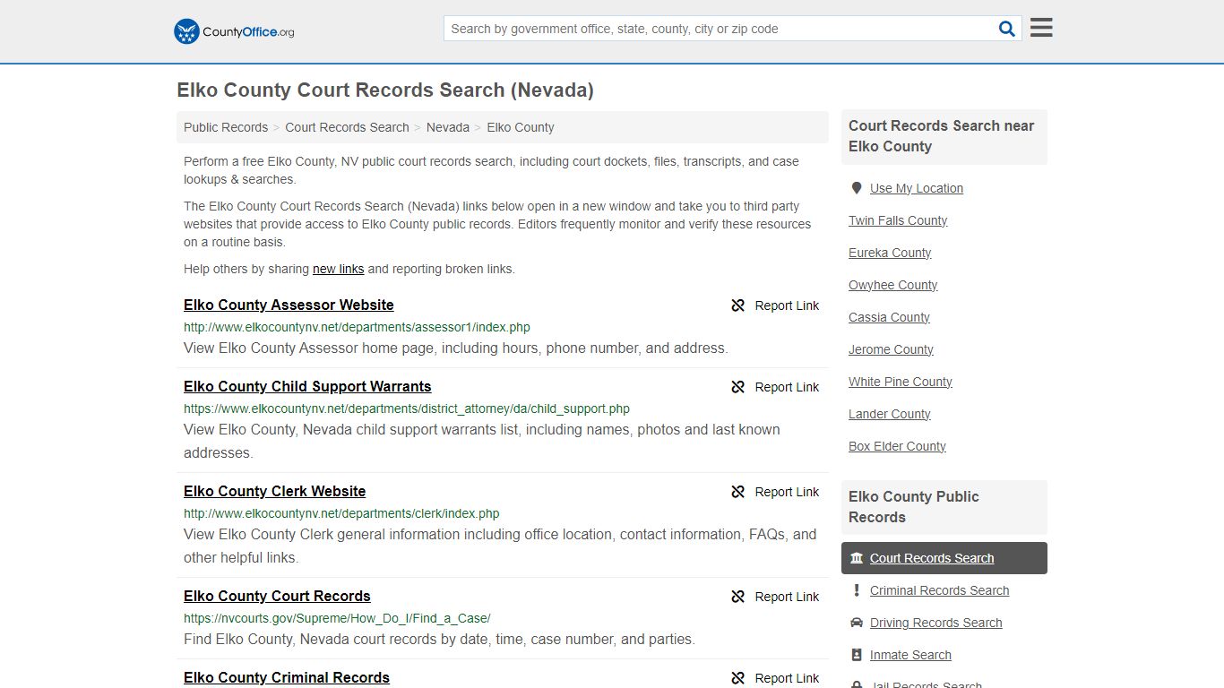 Elko County Court Records Search (Nevada) - County Office